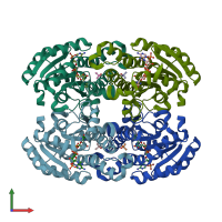 PDB entry 3afn coloured by chain, front view.