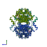 PDB entry 3afn coloured by chain, side view.