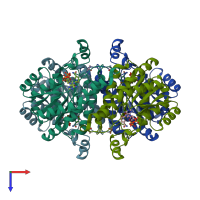 PDB entry 3afn coloured by chain, top view.