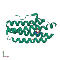 Monomeric assembly 2 of PDB entry 3agu coloured by chemically distinct molecules, front view.