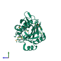 PDB entry 3ai9 coloured by chain, side view.