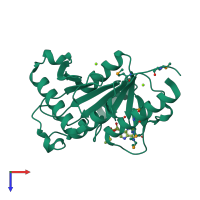 PDB entry 3ai9 coloured by chain, top view.
