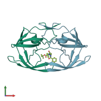 PDB entry 3aid coloured by chain, front view.