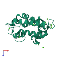 PDB entry 3aka coloured by chain, top view.