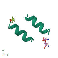 Homo dimeric assembly 1 of PDB entry 3al1 coloured by chemically distinct molecules, front view.