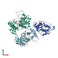 PDB entry 3aln coloured by chain, front view.