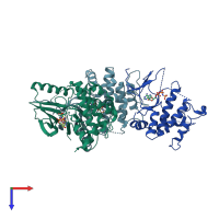 PDB entry 3aln coloured by chain, top view.