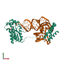 PDB entry 3am1 coloured by chain, front view.