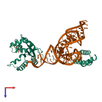 PDB entry 3am1 coloured by chain, top view.