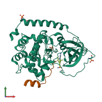 PDB entry 3ama coloured by chain, front view.