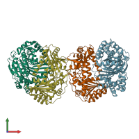 PDB entry 3amj coloured by chain, front view.