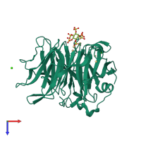 PDB entry 3ams coloured by chain, top view.