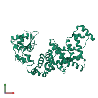 PDB entry 3aqk coloured by chain, front view.
