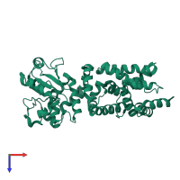 PDB entry 3aqk coloured by chain, top view.