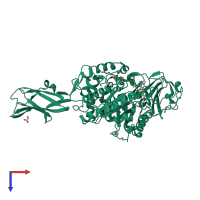 PDB entry 3arx coloured by chain, top view.