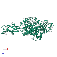 GH18 domain-containing protein in PDB entry 3arx, assembly 1, top view.