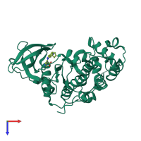 PDB entry 3at3 coloured by chain, top view.