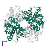 Globin family profile domain-containing protein in PDB entry 3at5, assembly 1, top view.