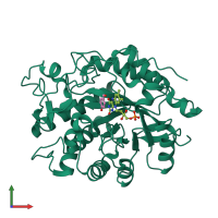 Monomeric assembly 3 of PDB entry 3atz coloured by chemically distinct molecules, front view.