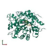 Monomeric assembly 4 of PDB entry 3atz coloured by chemically distinct molecules, front view.