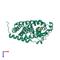 PDB entry 3aur coloured by chain, top view.