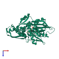 Monomeric assembly 1 of PDB entry 3ay9 coloured by chemically distinct molecules, top view.
