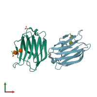 PDB entry 3aya coloured by chain, front view.