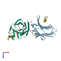 PDB entry 3aya coloured by chain, top view.