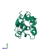 PDB entry 3az4 coloured by chain, side view.