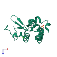 PDB entry 3b0i coloured by chain, top view.