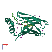 PDB entry 3b2h coloured by chain, top view.