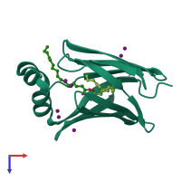 PDB entry 3b2i coloured by chain, top view.