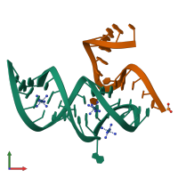 PDB entry 3b31 coloured by chain, front view.