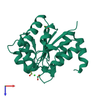 PDB entry 3b3a coloured by chain, top view.