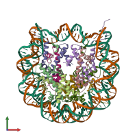 PDB entry 3b6g coloured by chain, front view.