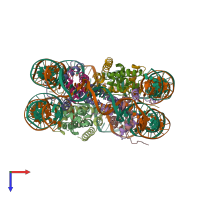 PDB entry 3b6g coloured by chain, top view.