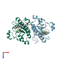 PDB entry 3b6m coloured by chain, top view.