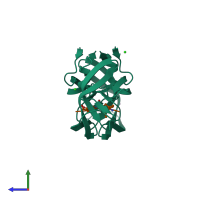 Hetero trimeric assembly 1 of PDB entry 3b80 coloured by chemically distinct molecules, side view.