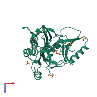 PDB entry 3b8b coloured by chain, top view.