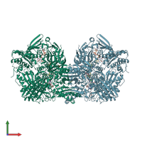 PDB entry 3bdj coloured by chain, front view.