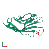 PDB entry 3bia coloured by chain, front view.