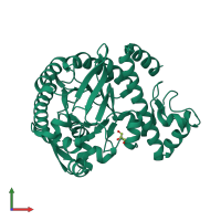 PDB entry 3bl3 coloured by chain, front view.