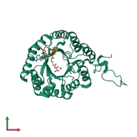 PDB entry 3bli coloured by chain, front view.