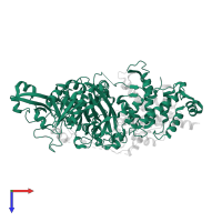 Calpain-2 catalytic subunit in PDB entry 3bow, assembly 1, top view.