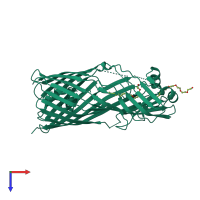 Monomeric assembly 1 of PDB entry 3bs0 coloured by chemically distinct molecules, top view.