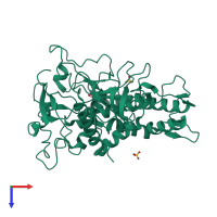 PDB entry 3bwi coloured by chain, top view.