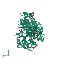 PDB entry 3c04 coloured by chain, side view.