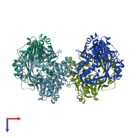 PDB entry 3c1n coloured by chain, top view.