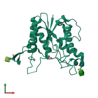 PDB entry 3c1u coloured by chain, front view.