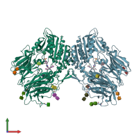 PDB entry 3c43 coloured by chain, front view.